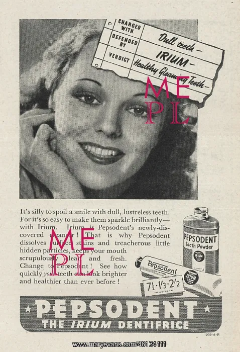 : 1941 UK Magazine Pepsodent toothpaste Advert : 1941 UK Magazine Pepsodent toothpaste Advert
