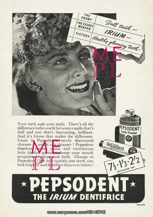 : 1941 U.S. Magazine Pepsodent toothpaste Advert : 1941 U.S. Magazine Pepsodent toothpaste Advert