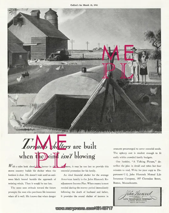 : 1941 U.S. Magazine Tornado Shelters Advert : 1941 U.S. Magazine Tornado Shelters Advert