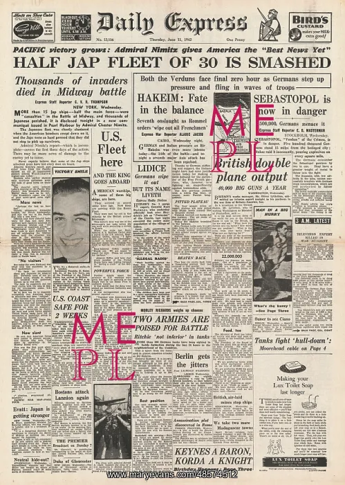 : 1942 Daily Express Battle of Midway : 1942 Daily Express Battle of Midway