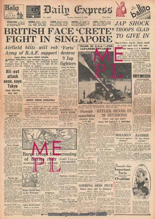 : 1942 Daily Express Battle for Singapore : 1942 Daily Express Battle for Singapore