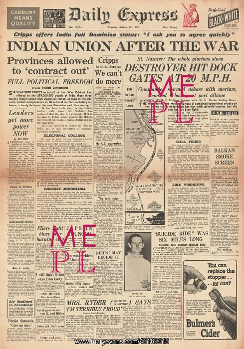 : 1942 Daily Express British Commando Raid Docks at St.Nazaire : 1942 Daily Express British Commando Raid Docks at St.Nazaire