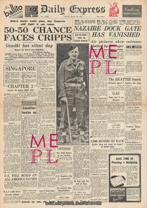 : 1942 Daily Express British Commando Raid Docks at St.Nazaire : 1942 Daily Express British Commando Raid Docks at St.Nazaire