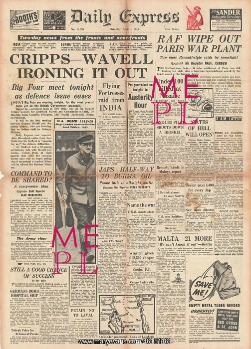 : 1942 Daily Express Diplomatic Talks in India : 1942 Daily Express Diplomatic Talks in India