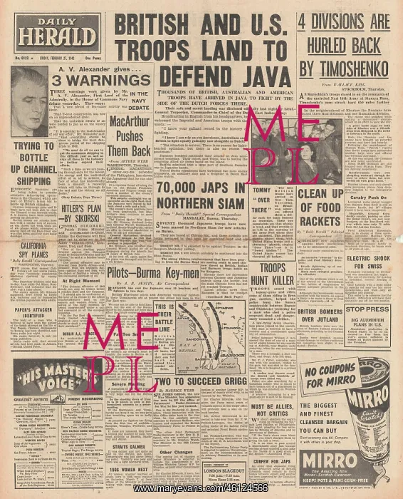 : 1942 Daily Herald Allied Forces defend Java : 1942 Daily Herald Allied Forces defend Java