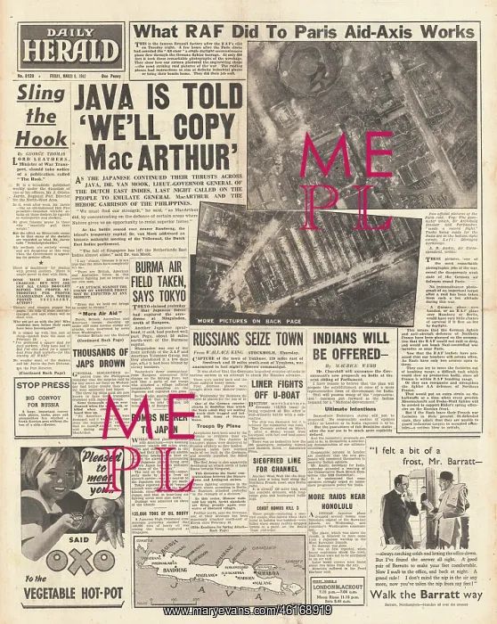 : 1942 Daily Herald Battle for Java : 1942 Daily Herald Battle for Java