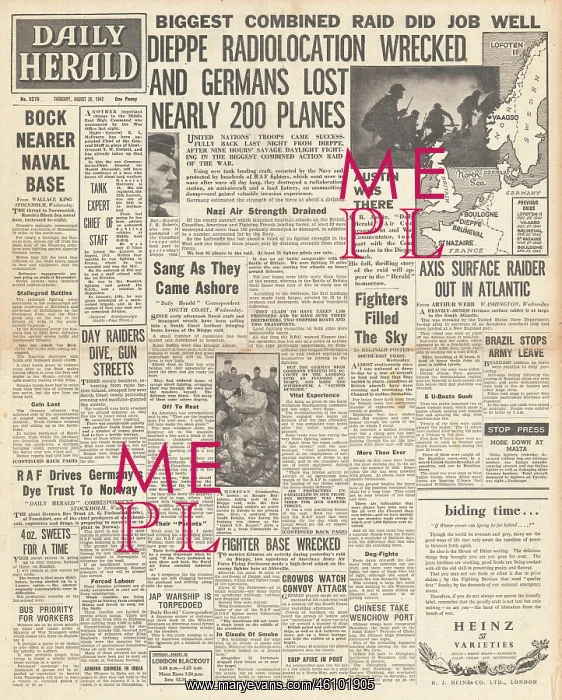: 1942 Daily Herald British Commando Raid on Dieppe : 1942 Daily Herald British Commando Raid on Dieppe