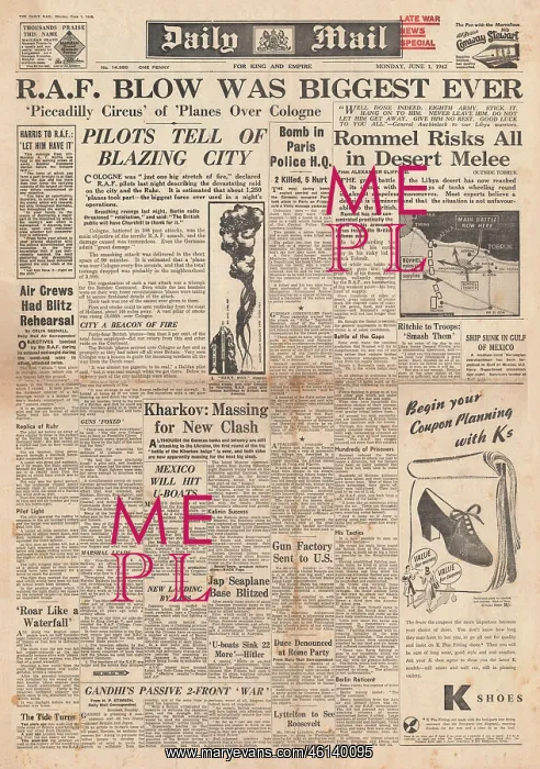 : 1942 Daily Mail 1, 000 Bomber Raid on Cologne : 1942 Daily Mail 1, 000 Bomber Raid on Cologne
