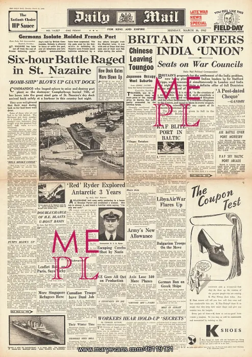  : 1942 Daily Mail British Commando Raid Docks at St.Nazaire