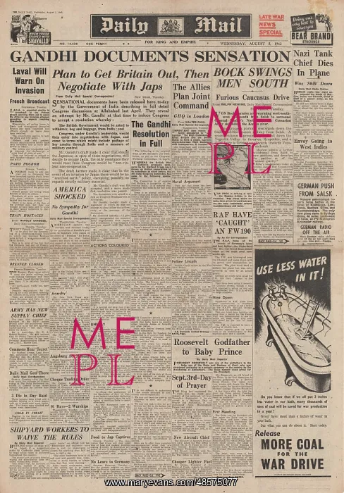 : 1942 Daily Mail Gandhi Documents Sensation : 1942 Daily Mail Gandhi Documents Sensation