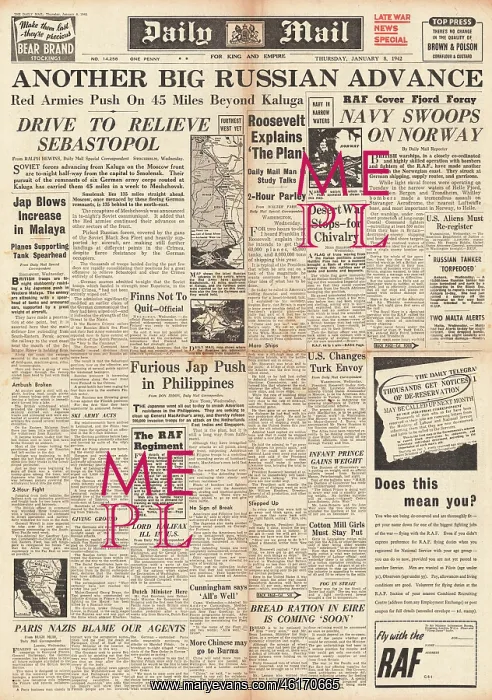 : 1942 Daily Mail Russian advance on Eastern Front : 1942 Daily Mail Russian advance on Eastern Front