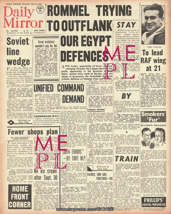 : 1942 Daily Mirror Imminent Battle for Egypt : 1942 Daily Mirror Imminent Battle for Egypt