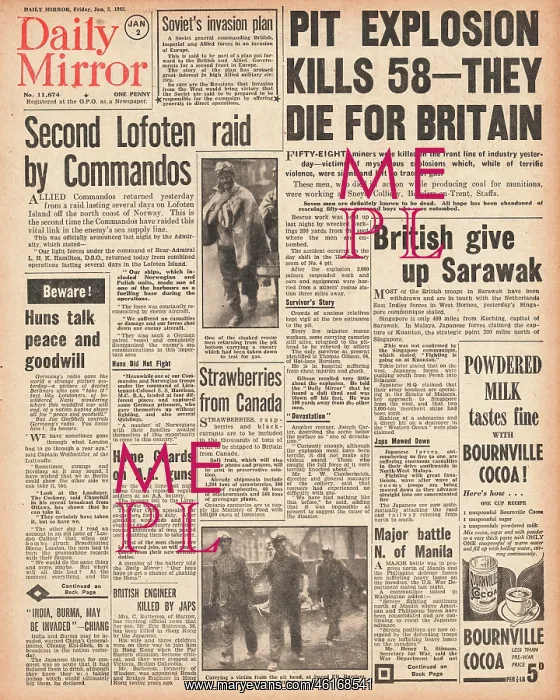 : 1942 Daily Mirror Mining Disaster at Sneyd Colliery : 1942 Daily Mirror Mining Disaster at Sneyd Colliery