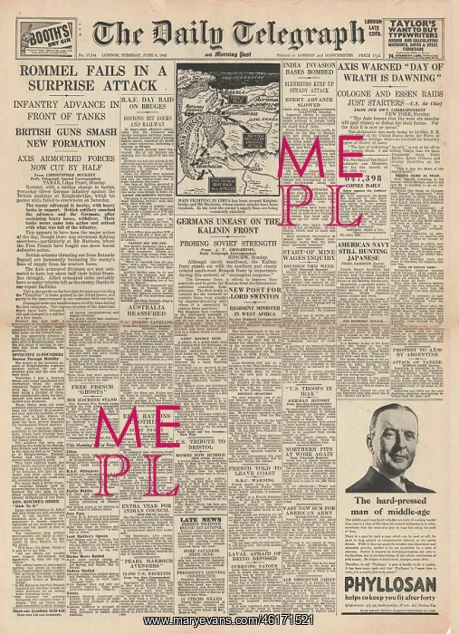 : 1942 Daily Telegraph Battle for Libya : 1942 Daily Telegraph Battle for Libya