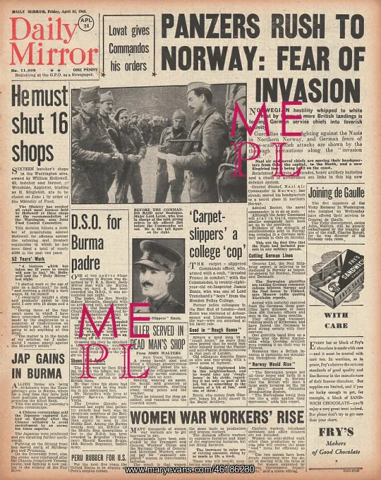 : 1942 Daly Mirror Hitler sends more troops to Norway : 1942 Daly Mirror Hitler sends more troops to Norway
