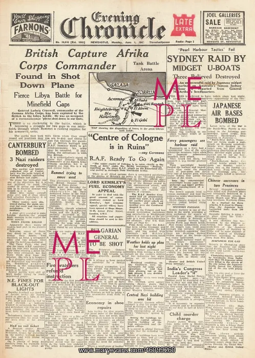 : 1942 Evening Chronicle 1, 000 Bomber Raid on Cologne : 1942 Evening Chronicle 1, 000 Bomber Raid on Cologne