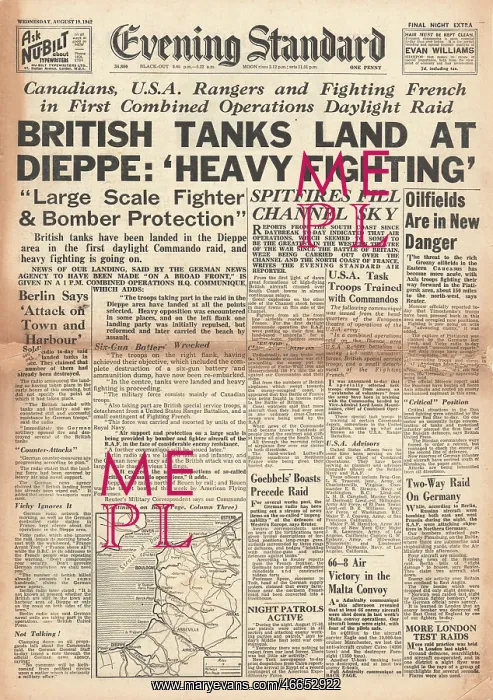 : 1942 Evening Standard British Commando Raid on Dieppe : 1942 Evening Standard British Commando Raid on Dieppe