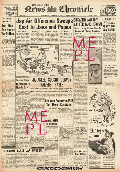 : 1942 News Chronicle Japanese Airforce attack Java : 1942 News Chronicle Japanese Airforce attack Java