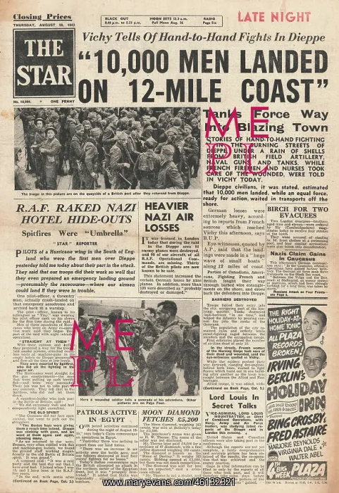 : 1942 The Star (London) British Commando Raid on Dieppe : 1942 The Star (London) British Commando Raid on Dieppe