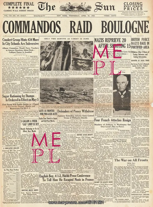  : 1942 The Sun New York British Commandos raid on Boulogne