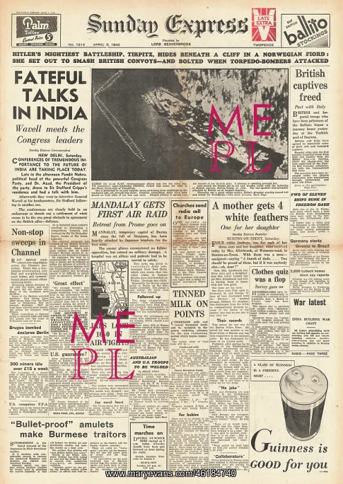 : 1942 Sunday Express Diplomatic Talks in India : 1942 Sunday Express Diplomatic Talks in India