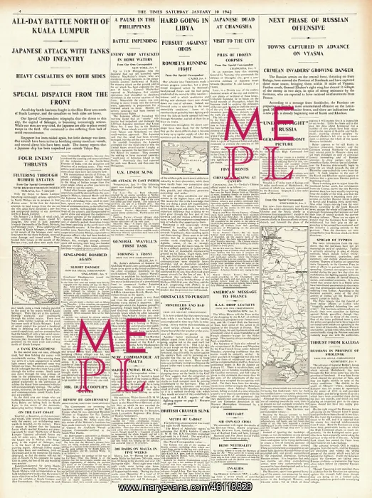 : 1942 The Times Battle for Malaya : 1942 The Times Battle for Malaya