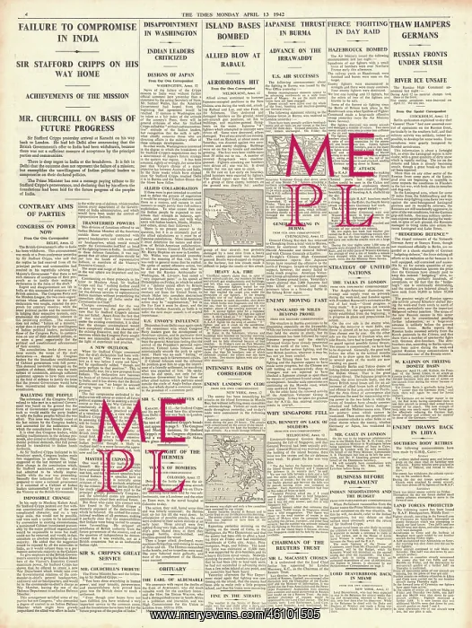 : 1942 The Times Diplomatic Talks Fail in India : 1942 The Times Diplomatic Talks Fail in India