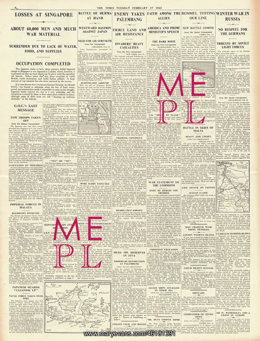 : 1942 The Times Fall of Singapore : 1942 The Times Fall of Singapore