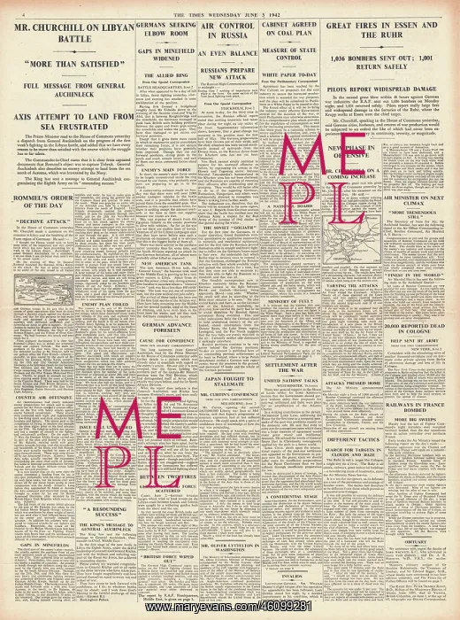 : 1942 The Times RAF Bombing Raids over Germany : 1942 The Times RAF Bombing Raids over Germany