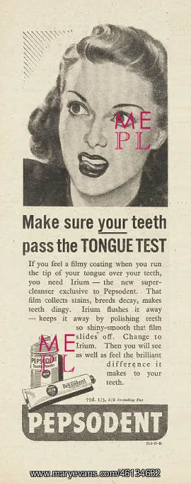 : 1942 UK Magazine Pepsodent toothpaste Advert : 1942 UK Magazine Pepsodent toothpaste Advert