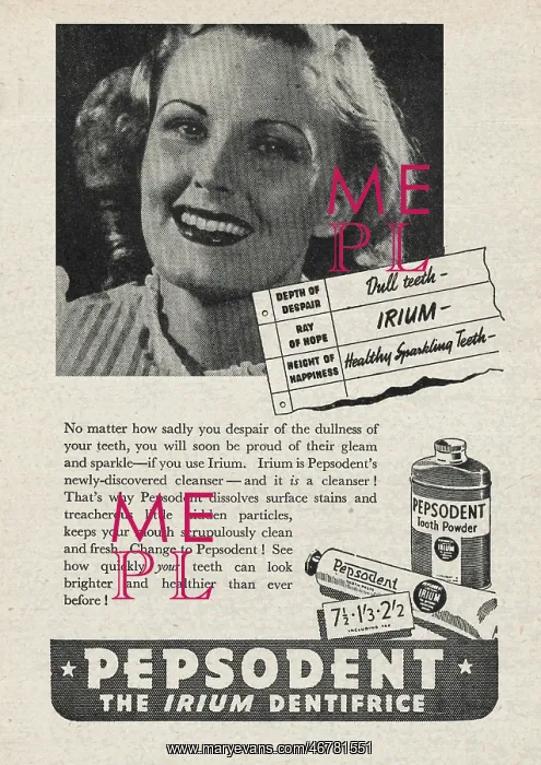 : 1942 UK Magazine Pepsodent toothpaste Advert : 1942 UK Magazine Pepsodent toothpaste Advert