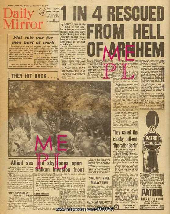 : 1944 Daily Mirror Battle at Arnhem : 1944 Daily Mirror Battle at Arnhem