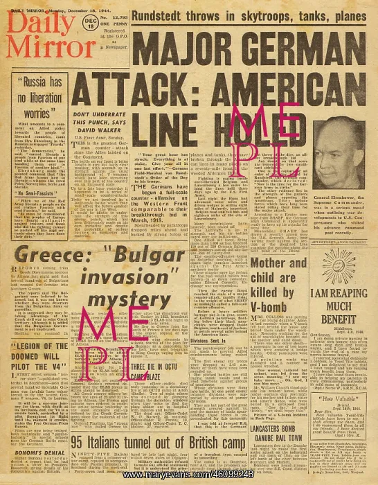 : 1944 Daily Mirror Battle of the Bulge : 1944 Daily Mirror Battle of the Bulge
