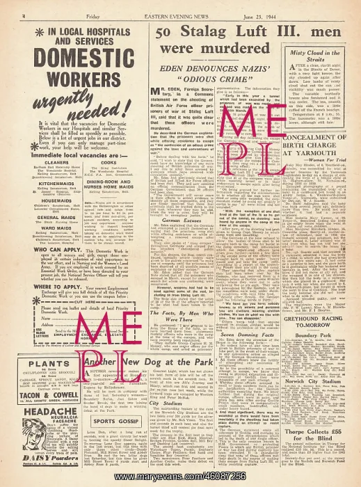 : 1944 Eastern Daily Press Allied Airmen Executed by the Gesta : 1944 Eastern Daily Press Allied Airmen Executed by the Gesta