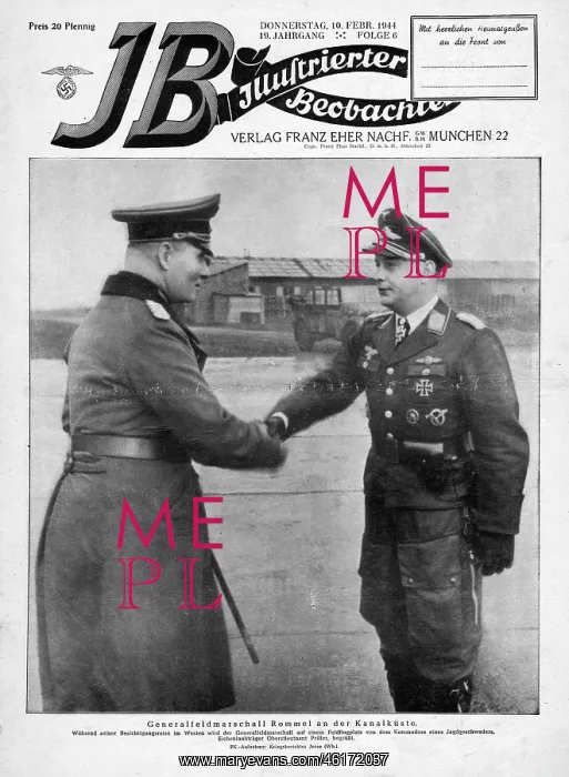 : 1944 Illustrierte Beobachter Rommel greets Luftwaffe ace Pri : 1944 Illustrierte Beobachter Rommel greets Luftwaffe ace Pri