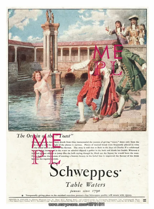 : 1944 UK Magazine Schweppes Drinks Advert : 1944 UK Magazine Schweppes Drinks Advert
