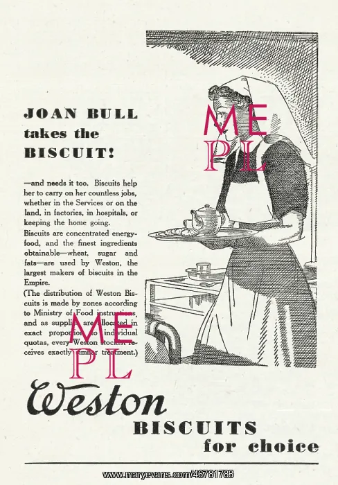 : 1944 UK Magazine Weston Biscuits Ad : 1944 UK Magazine Weston Biscuits Ad