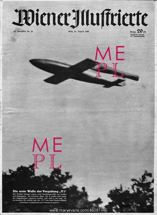 : 1944 Wiener Illustrierte V1 rocket in flight : 1944 Wiener Illustrierte V1 rocket in flight