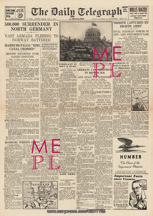 : 1945 Dail Telegraph British Army Drive into Denmark : 1945 Dail Telegraph British Army Drive into Denmark