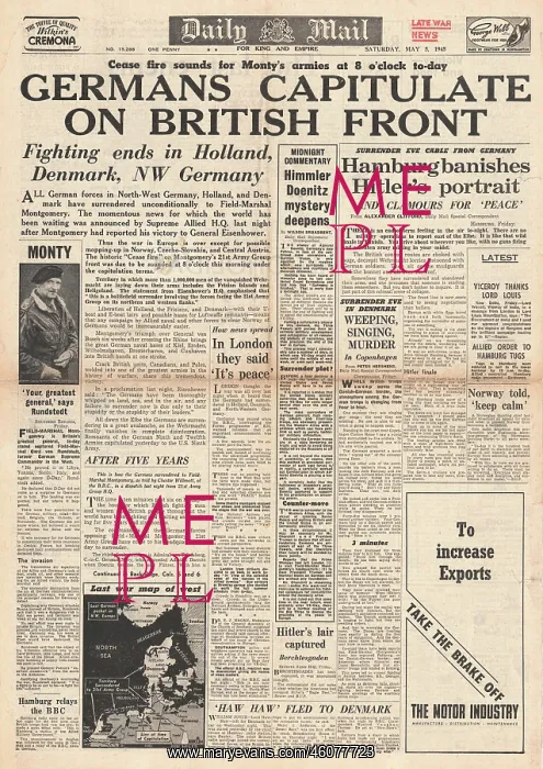 : 1945 Daily Mail Germany Surrenders : 1945 Daily Mail Germany Surrenders