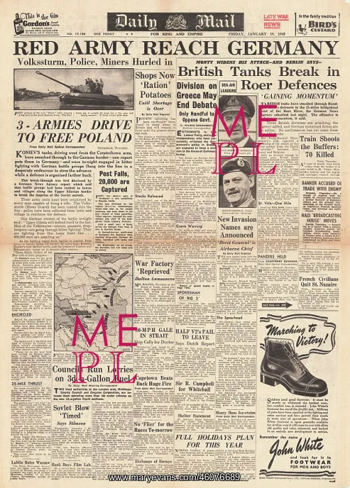 : 1945 Daily Mail Red Army Enter Germany : 1945 Daily Mail Red Army Enter Germany