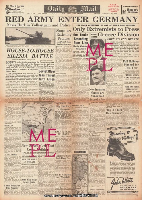 : 1945 Daily Mail Red Army Enter Germany : 1945 Daily Mail Red Army Enter Germany