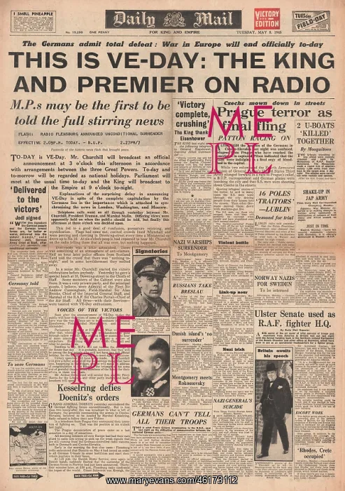 : 1945 Daily Mail VE Day : 1945 Daily Mail VE Day
