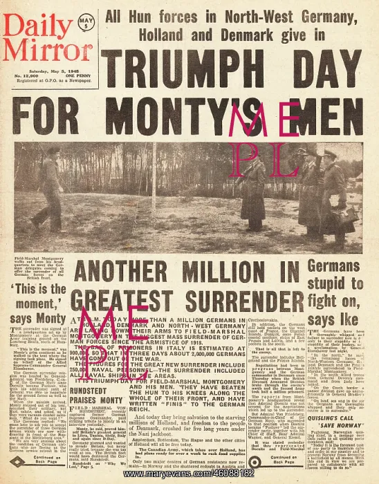 : 1945 Daily Mirror Germany Surrenders : 1945 Daily Mirror Germany Surrenders