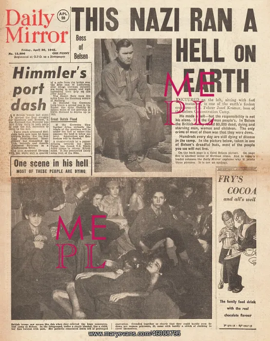 : 1945 Daily Mirror Josef Kramer and Belsen Concentration Camp : 1945 Daily Mirror Josef Kramer and Belsen Concentration Camp