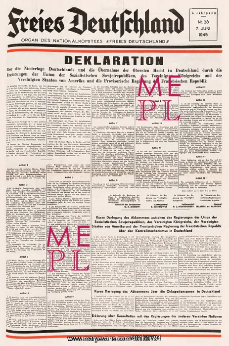 : 1945 Freies Deutschland (Germany) Berlin declaration signed : 1945 Freies Deutschland (Germany) Berlin declaration signed