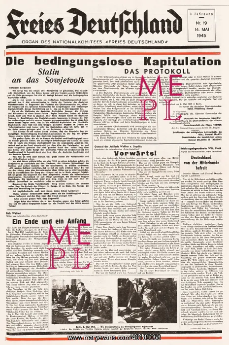 : 1945 Freies Deutschland (Germany) Unconditional surrender : 1945 Freies Deutschland (Germany) Unconditional surrender