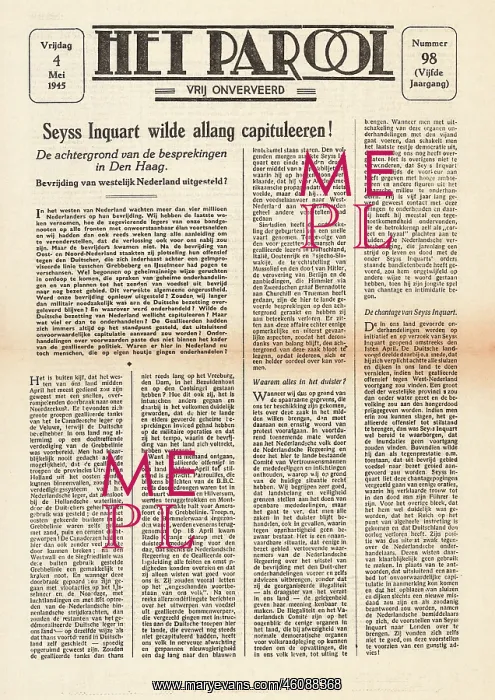 : 1945 Het Parool Seyss-Inquart and capitulation : 1945 Het Parool Seyss-Inquart and capitulation