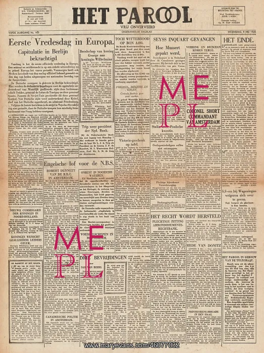 : 1945 Het Parool VE Day : 1945 Het Parool VE Day