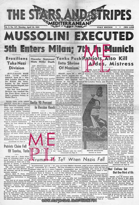 : 1945 Stars and Stripes Execution of Benito Mussolini : 1945 Stars and Stripes Execution of Benito Mussolini